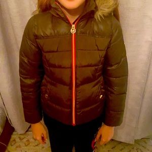 Michael Kors dark olive green with for a hoodie winter coat